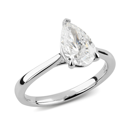 Beards Platinum Lab-Grown Pear-Cut Ring
