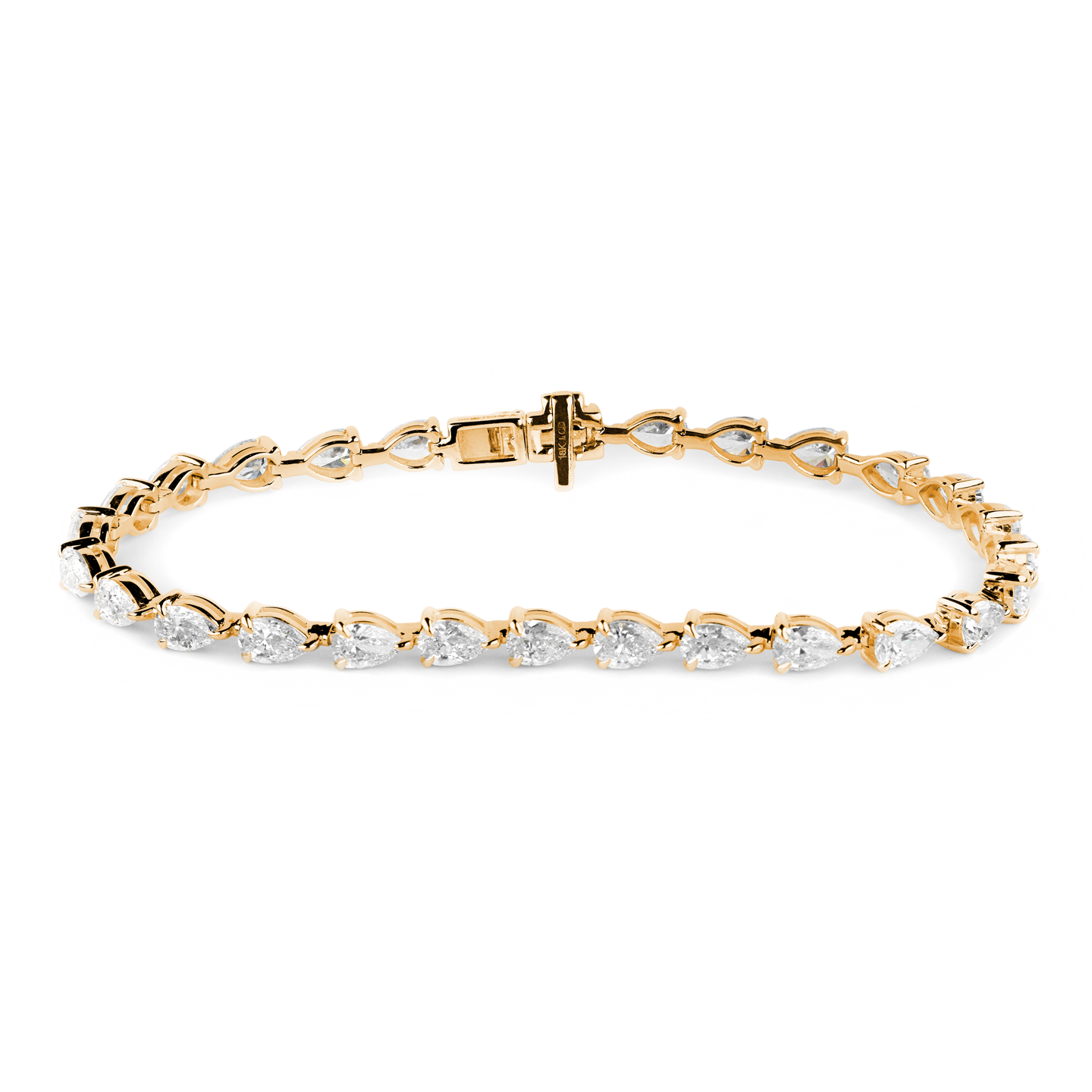 Beards 18k Yellow Gold Lab Grown Diamond Pear Cut Tennis Bra