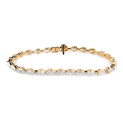 Beards 18k Yellow Gold Lab Grown Diamond Pear Cut Tennis Bra