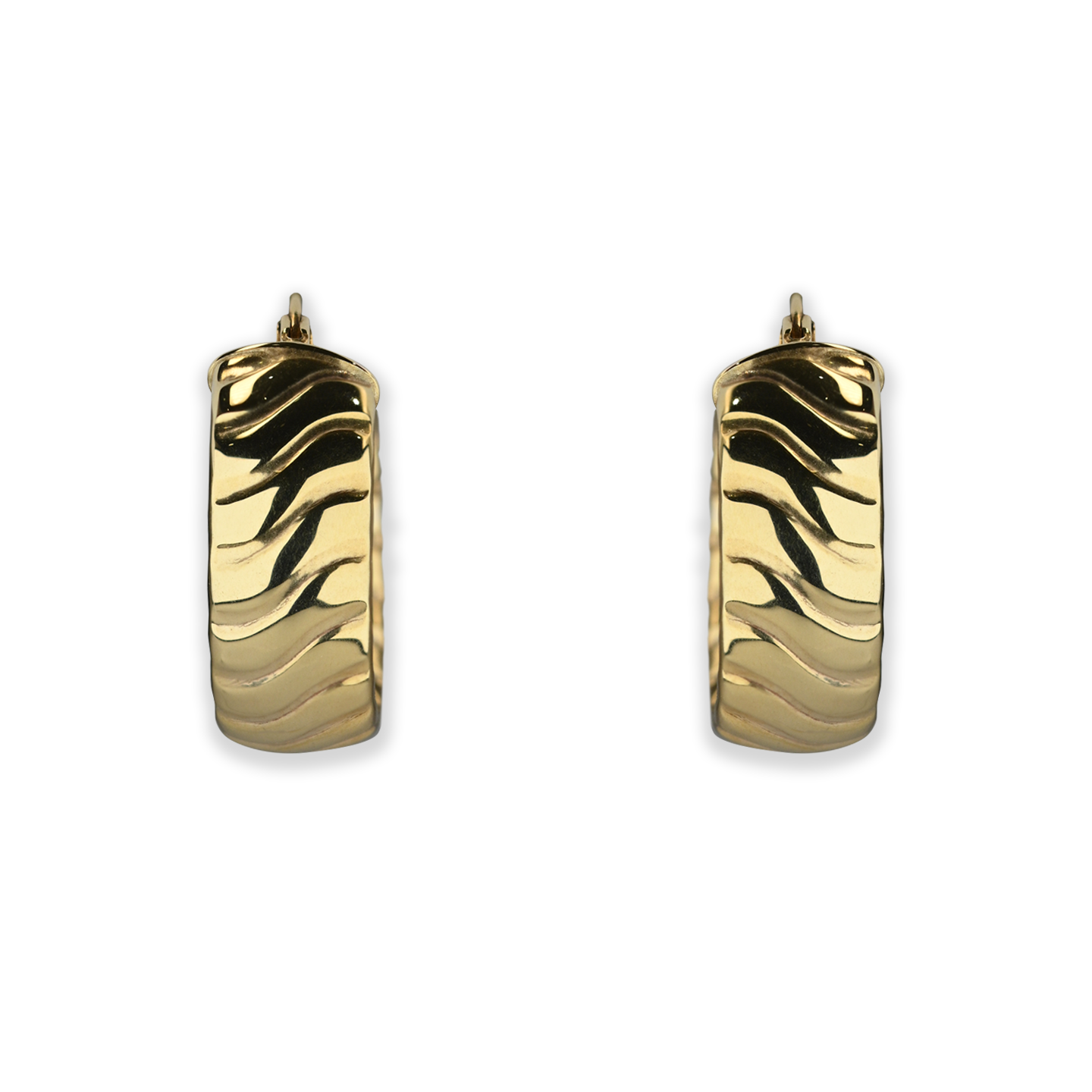 Beards Wave Ear Hoops Yellow Gold EA179