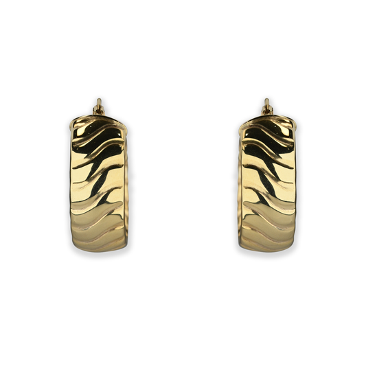 Beards Wave Ear Hoops Yellow Gold EA179