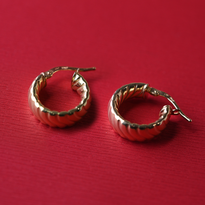 Beards Wave Ear Hoops Yellow Gold EA179