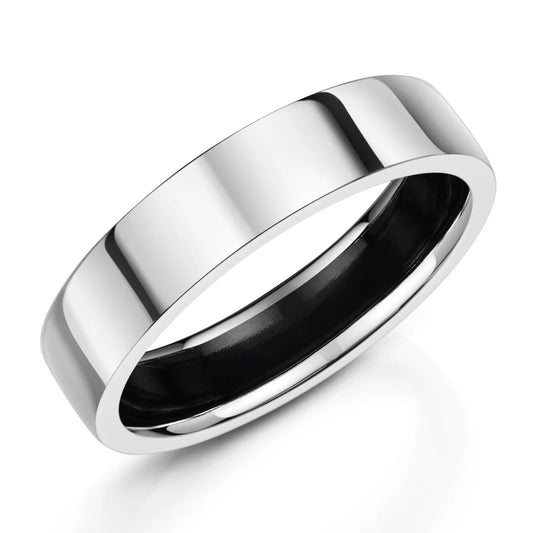 Zedd Plain Zirconium Men's Wedding Band Flat Court 7mm