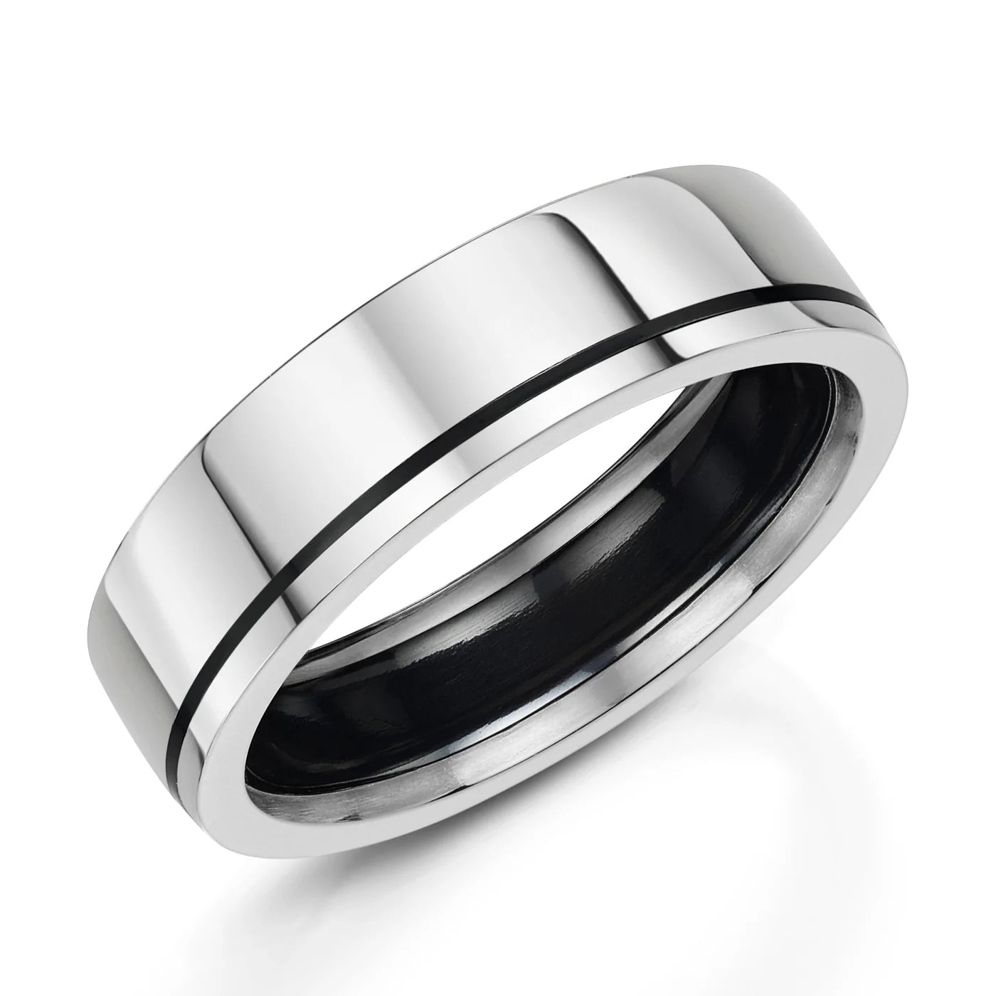 Zedd Duo Zirconium Men's Wedding Band 6mm ZR500