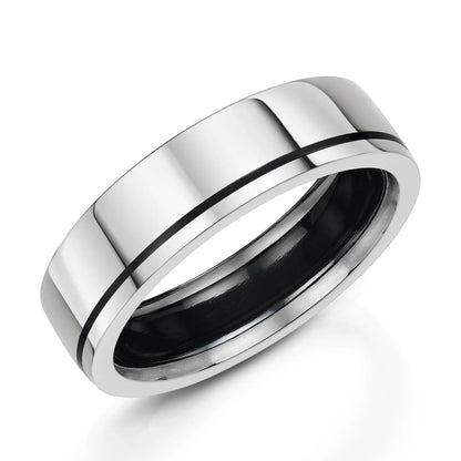Zedd Duo Zirconium Men's Wedding Band 6mm ZR500