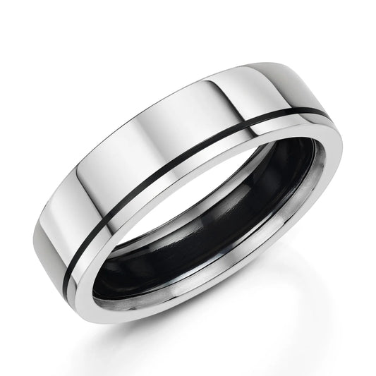 Zedd Duo Zirconium Men's Wedding Band 6mm ZR500
