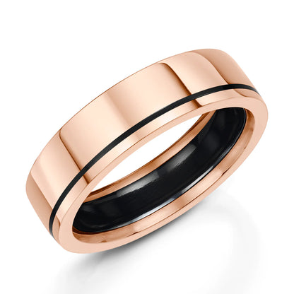 Zedd Duo Zirconium Men's Wedding Band 6mm ZR500
