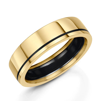 Zedd Duo Zirconium Men's Wedding Band 6mm ZR500
