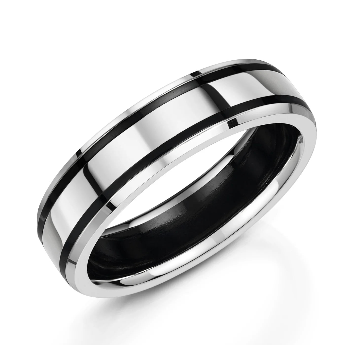 Zedd Duo Zirconium Men's Wedding Band 6mm ZR510