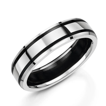 Zedd Duo Zirconium Men's Wedding Band 6mm ZR510