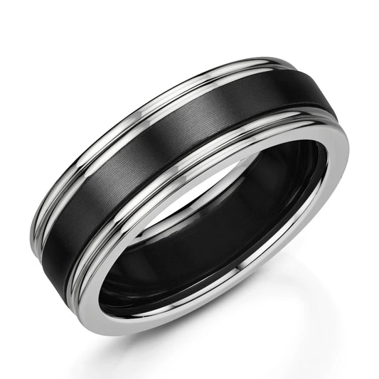 Zedd Duo Zirconium Men's Wedding Band 7mm ZR540/7