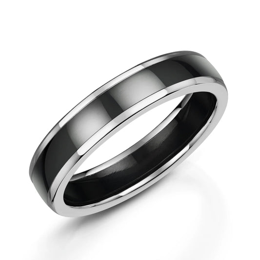 Zedd Duo Zirconium Men's Wedding Band 5mm ZR601/5