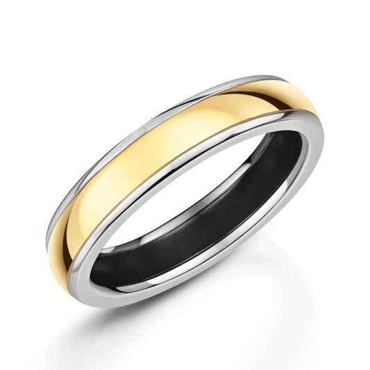 Zedd Duo Zirconium Men's Wedding Band 5mm ZR601 Bicolour