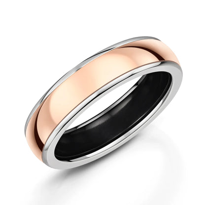 Zedd Duo Zirconium Men's Wedding Band 6mm ZR601 Bicolour