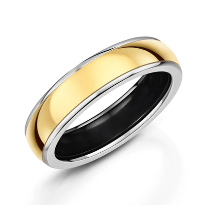 Zedd Duo Zirconium Men's Wedding Band 6mm ZR601 Bicolour