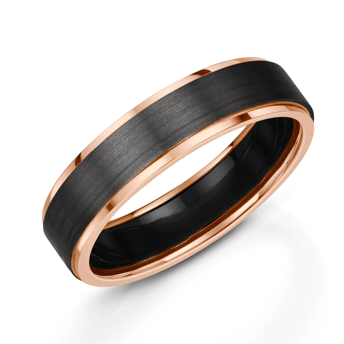 Zedd Duo Zirconium Men's Wedding Band 5.5mm ZR603