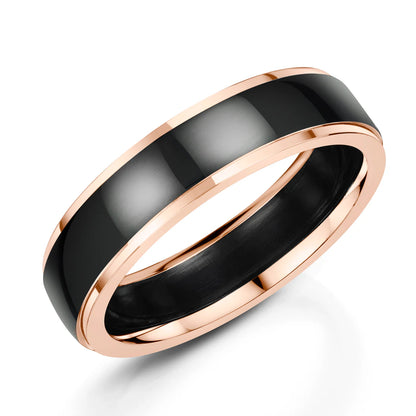 Zedd Duo Zirconium Men's Wedding Band 5.5mm ZR603