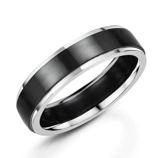 Zedd Duo Zirconium Men's Wedding Band 5.5mm ZR603