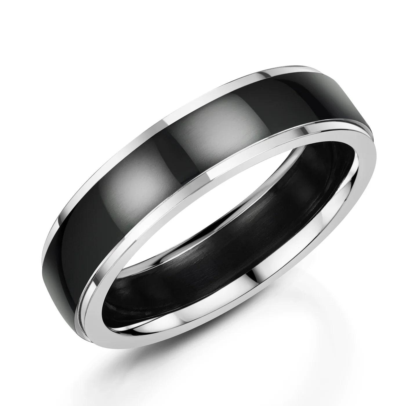 Zedd Duo Zirconium Men's Wedding Band 5.5mm ZR603