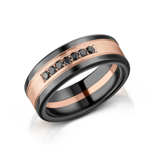 Zedd Diamond Zirconium Men's Wedding Band 8mm ZR804