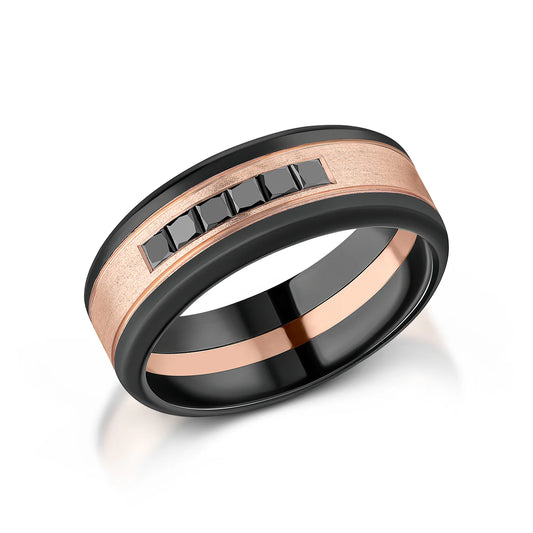 Zedd Diamond Zirconium Men's Wedding Band 8mm ZR805