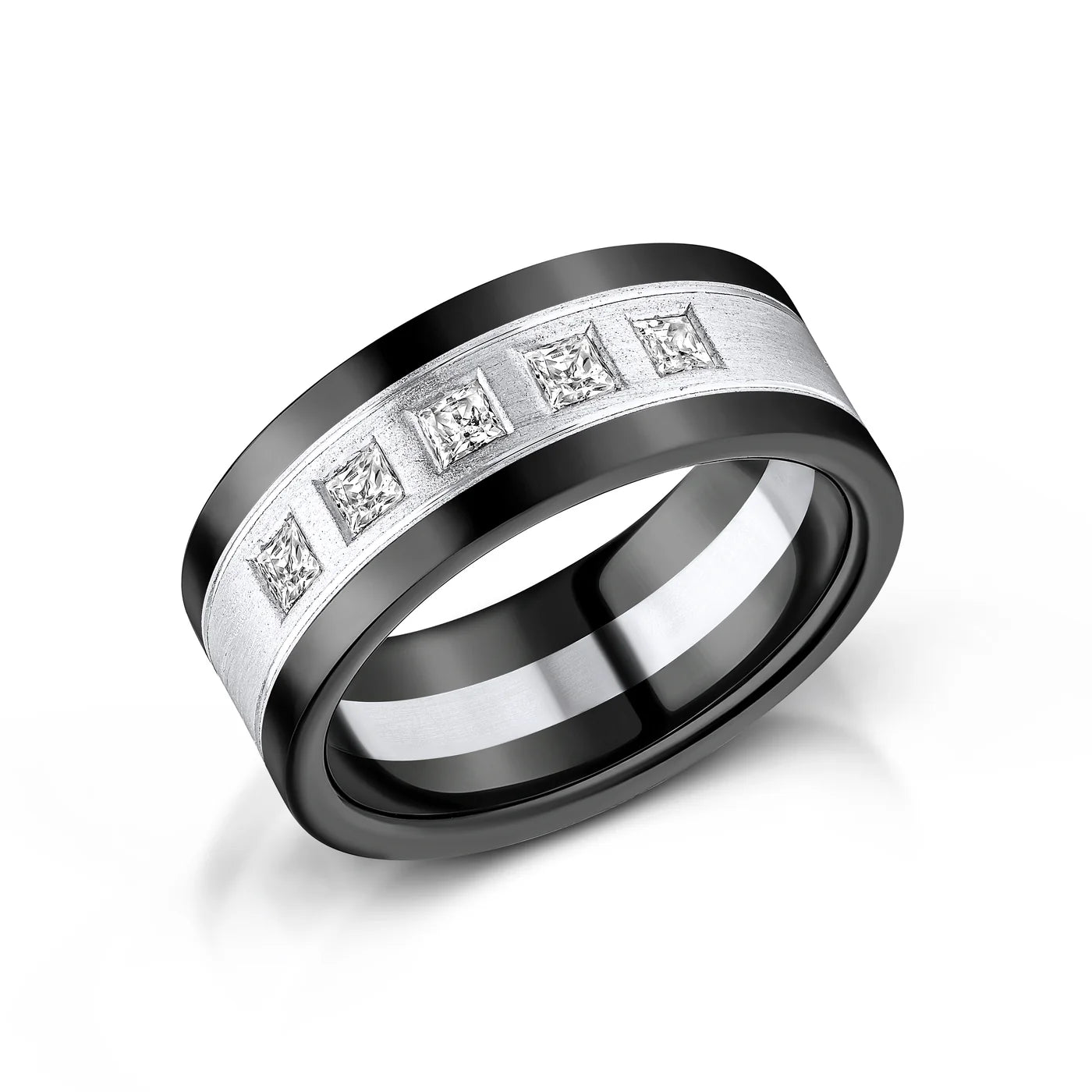 Zedd Diamond Zirconium Men's Wedding Band 9mm ZR810