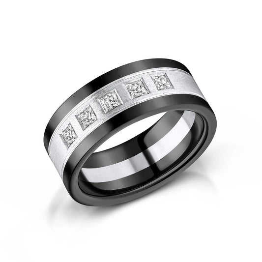 Zedd Diamond Zirconium Men's Wedding Band 9mm ZR810