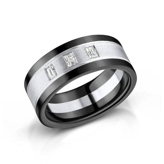 Zedd Diamond Zirconium Men's Wedding Band 9mm ZR811