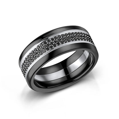 Zedd Diamond Zirconium Men's Wedding Band 9mm ZR812
