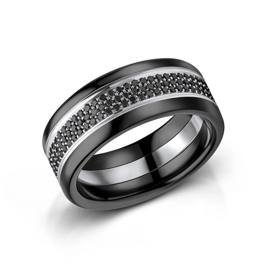 Zedd Diamond Zirconium Men's Wedding Band 9mm ZR812