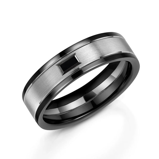Zedd Diamond Zirconium Men's Wedding Band 6mm ZR821