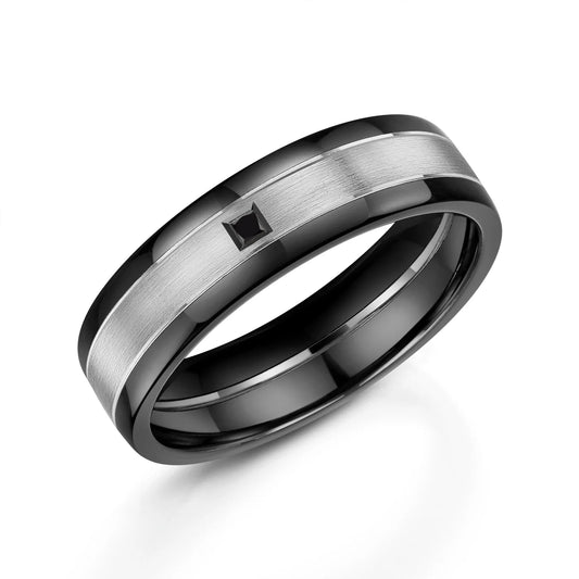 Zedd Diamond Zirconium Men's Wedding Band 6mm ZR822