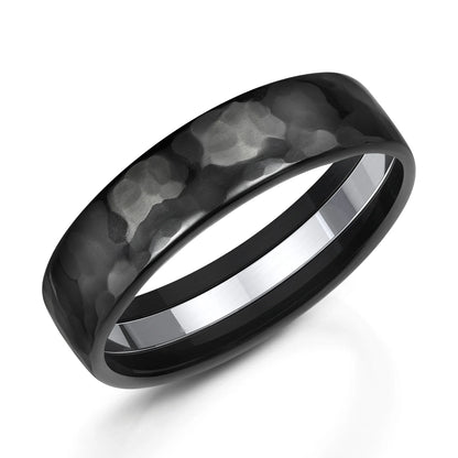 Zedd Pure Zirconium Men's Hammered Wedding Band 6mm ZT326/HAM