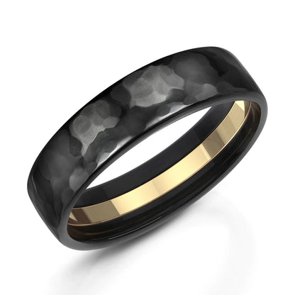 Zedd Pure Zirconium Men's Hammered Wedding Band 6mm ZT326/HAM