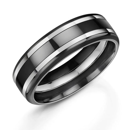Zedd Duo Zirconium Men's Wedding Band 7mm ZR510/7