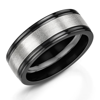Zedd Duo Zirconium Men's Wedding Band 8mm ZT540