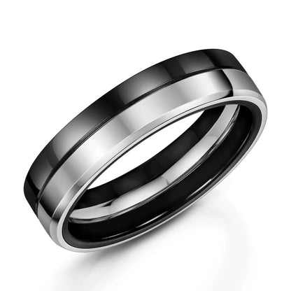 Zedd Duo Zirconium Men's Wedding Band 6mm ZT561