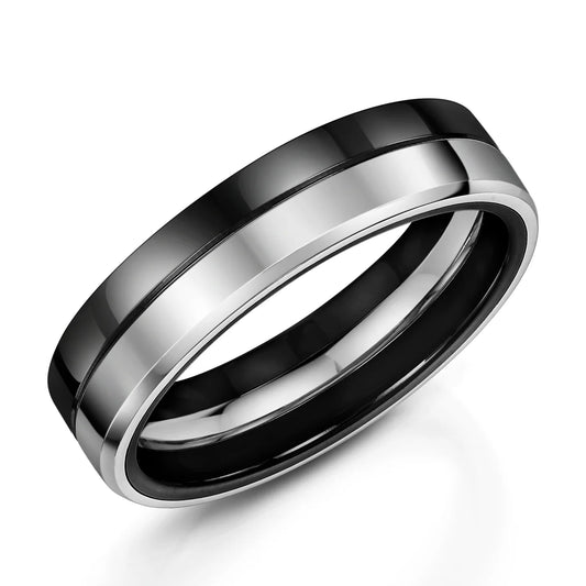 Zedd Duo Zirconium Men's Wedding Band 6mm ZT561