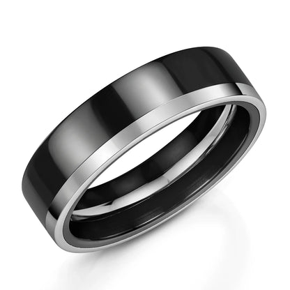 Zedd Duo Zirconium Men's Wedding Band 6mm ZT562