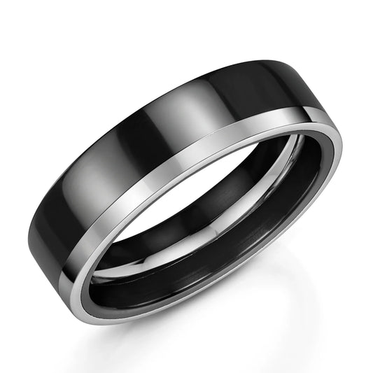 Zedd Duo Zirconium Men's Wedding Band 6mm ZT562
