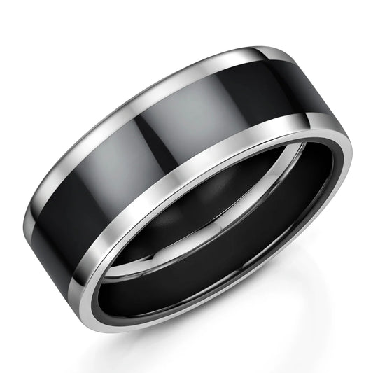 Zedd Duo Zirconium Men's Wedding Band 8mm ZT563