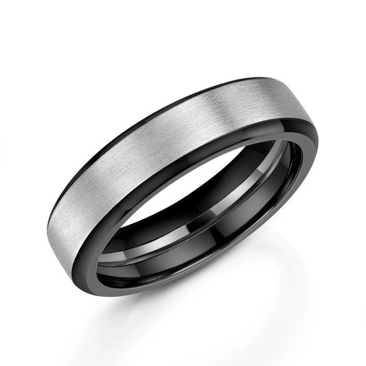 Zedd Duo Zirconium Men's Wedding Band 6mm ZT564