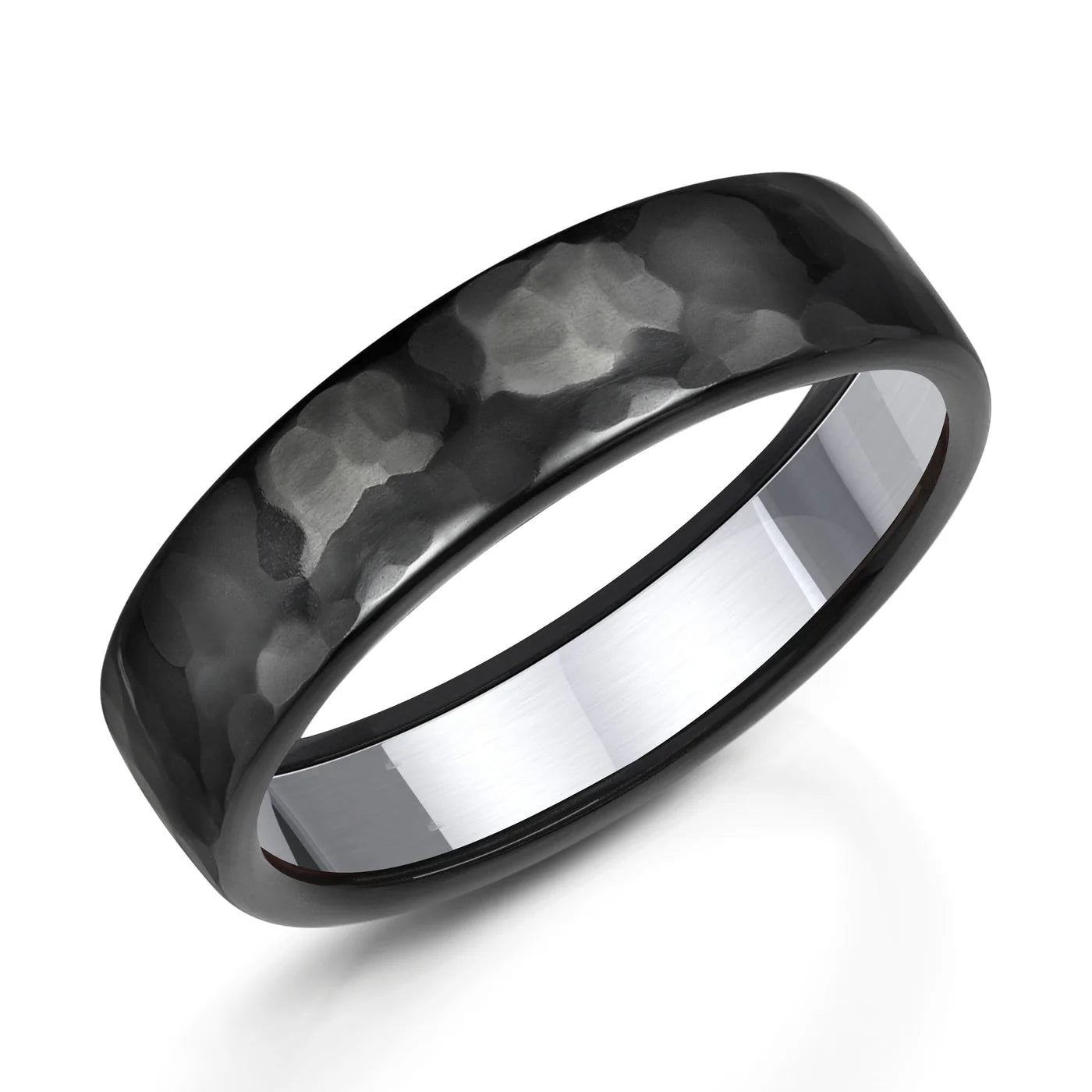 Zedd Pure Zirconium Men's Hammered Wedding Band 6mm ZZ326/HAM