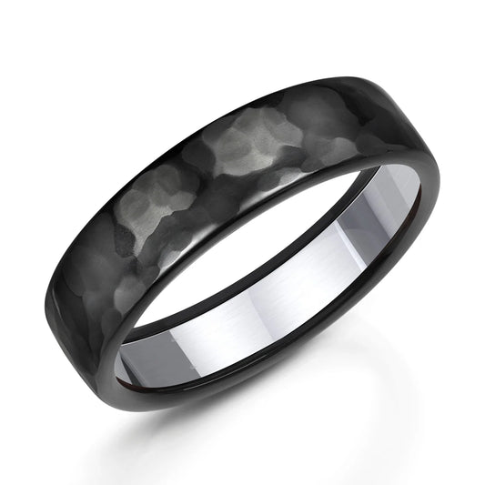 Zedd Pure Zirconium Men's Hammered Wedding Band 6mm ZZ326/HAM