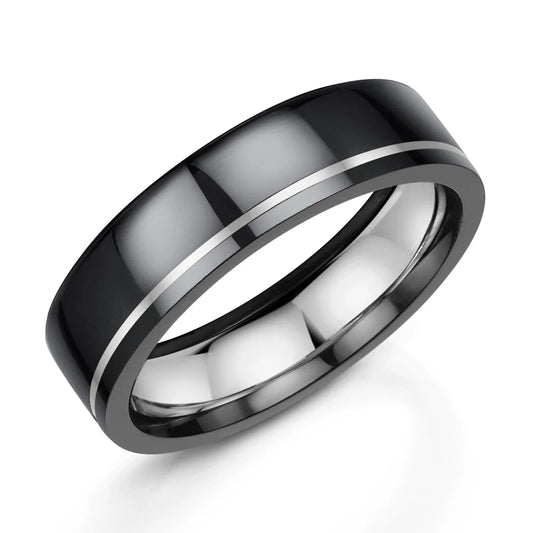 Zedd Duo Zirconium Men's Wedding Band 6mm ZZ500