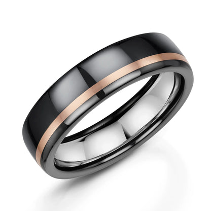 Zedd Duo Zirconium Men's Wedding Band 6mm ZR501