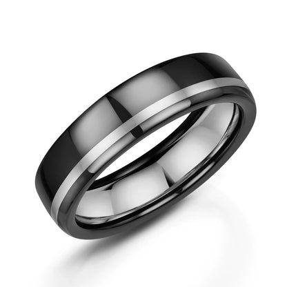 Zedd Duo Zirconium Men's Wedding Band 6mm ZR501