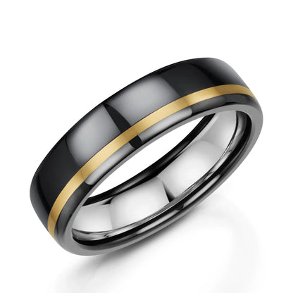 Zedd Duo Zirconium Men's Wedding Band 6mm ZR501