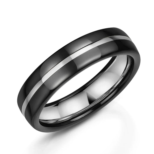 Zedd Duo Zirconium Men's Wedding Band 6mm ZZ502