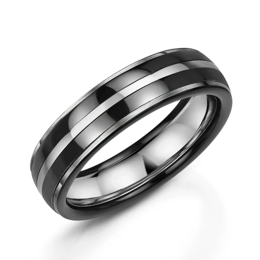 Zedd Duo Zirconium Men's Wedding Band 6mm ZZ503